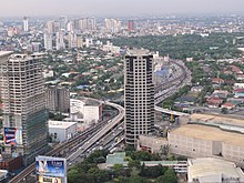 Ph=mm=quezon city=edsa-makati ave.=ortigas center - kuil edsa interchange - top shot dari BSA twin towers -philippines--2015-0526--ls-.JPG