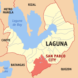 Mapa han Laguna nga nagpapakita kon hain nahimutang an Syudad han San Pablo.