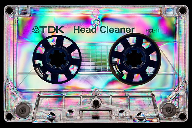 TDK Head Cleaner - Black background Polarising filter cancels out direct light from polarised light source