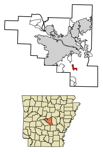 Location of Wrightsville in Pulaski County, and Pulaski County in Arkansas Pulaski County Arkansas Incorporated and Unincorporated areas Wrightsville Highlighted 0576970.svg