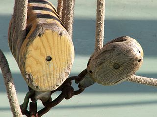 Pulley grooved wheel to support movement and change of direction of a taut cable