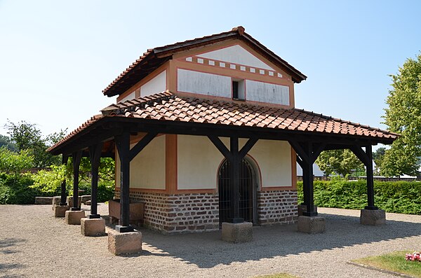 Reconstruction of a small Romano-Celtic temple at Schwarzenacker Roman Museum, Germany