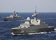 The Republic of Singapore Navy frigate RSS Formidable (68) with Héraklès radar visible above the bridge