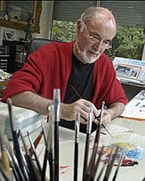 Raphaël Toussaint dans son atelier en 2001