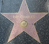 Star honoring Charles on the Hollywood Walk of Fame, at 6777 Hollywood Boulevard Ray Charles star on HWF.JPG