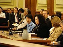 Executive Director of Woodhull Freedom Foundation, Ricci Levy, testifying in Washington, D.C. at a hearing on same-sex marriage on November 2, 2009 in front of the Council of the District of Columbia; Chair of the hearing was Commissioner Phil Mendelson. Ricci Levy testifying in Washington, DC.jpeg