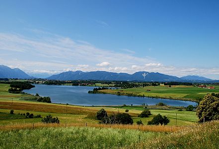 Riegsee and a view to Ammergau Alps