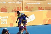 Deutsch: Badminton bei den Olympischen Jugendspielen 2018; Tag 2, 8. Oktober 2018; Halfinale Jungen Lauf 1 English: Roller speed skating at the 2018 Summer Youth Olympics; day 2, 8 October 2018 – Girls Semifinals run 1