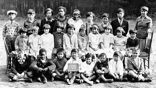 A 1929 class photo from Salt Spring Island's Central School reflecting the diverse make-up of the community