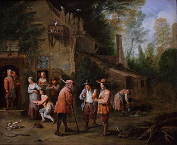 Scène dans une cour d'auberge, 1724, Pieter Angellis, musée des Beaux-Arts de Rennes