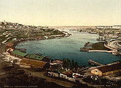 Vue couleur d'une partie du port, 1905.