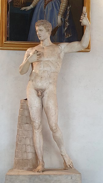 The Adonis Uffizi, made from pentelic marble, 2nd century BC, currently held in the Uffizi Gallery, Florence, Italy