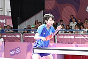 Deutsch: Tischtennis bei den Olympischen Jugendspielen 2018; Tag 9, 15. Oktober 2018; Mixed, Finale, Mixed-Doppel – Miu Hirano (JPN) gegen Sun Yingsha (CHN) 2:3 English: Table tennis at the 2018 Summer Youth Olympics at 15 October 2018 – Mixed Final, Mixed-Double – Miu Hirano (JPN) Vs Sun Yingsha (CHN) 2:3