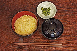 <i>Tamago kake gohan</i> Japanese breakfast dish of rice and egg