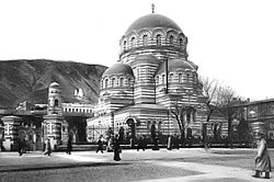 The Tbilisi Alexander Nevsky Orthodox Cathedral was demolished in 1930 to make way for the House of Government of the Georgian SSR. Tbilisi Cathedral, 1900s.jpg