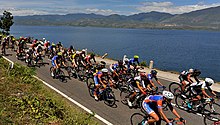 Participants of the Tour de Singkarak passing over Lake Singkarak Tds lewati danau.jpg