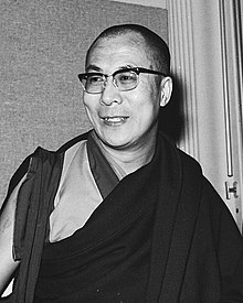 The 14th Dalai Lama visited The Abbey in 1973. The 14th Dalai Lama of Tibet on 8 October 1973 in the Netherlands, from- Kardinaal Alfrink ontvangt Dalai Lama, Bestanddeelnr 926-7355 (cropped).jpg