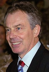 Tony Blair, former Prime Minister of the United Kingdom. Blair won a key vote on the introduction of variable tuition fees in 2003 with the votes of Scottish MPs making the difference TonyBlairBasra.JPG