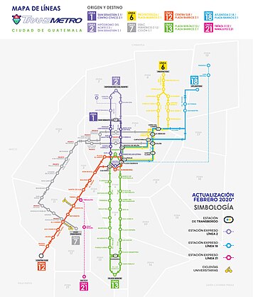 Карта системы Transmetro, по состоянию на март 2020 года. 