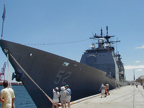 USS Bunker Hill at Fremantle, Western Australia.