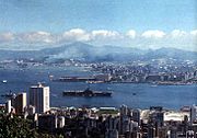 1975年美军汉考克号航空母舰于维港停泊