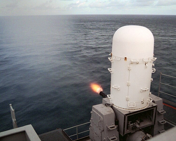 File:US Navy 030114-N-5786V-002 Phalanx MK-15 Close In Weapons Systems (CIWS) fires a high-speed computer controlled, radar guided, 20 mm Gatling gun.jpg