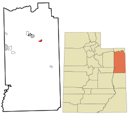 Расположение в округе Юинта и штате Юта