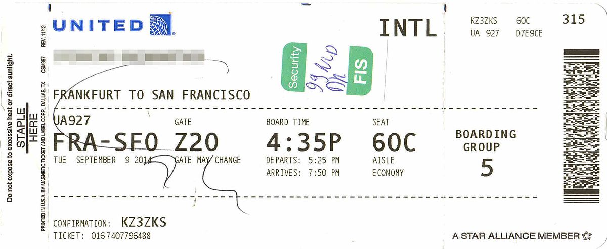 united airlines plane ticket