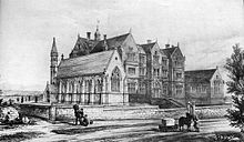 The original College building (still in use and now known as Old College) in 1843, a year after it opened University of Chester Old College.jpg