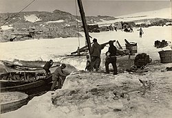 Unloading supplies at the cape.