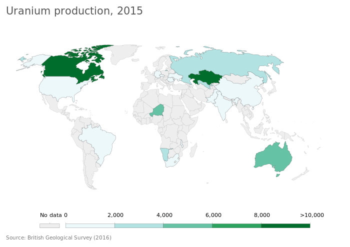 Uranium production 2015, in tonnes[76]