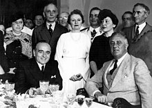 Roosevelt with Brazilian President Getulio Vargas and other dignitaries in Brazil, 1936 Vargas e Roosevelt.jpg