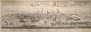 Vista de la ciudad en un grabado del siglo XVIII
