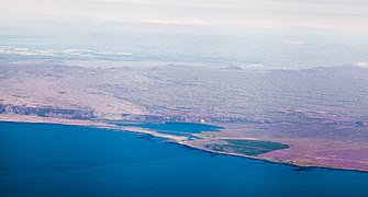 Aerial view of Ölfus with Reykjavík in the background