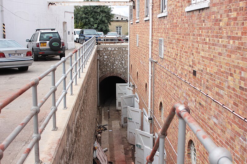 File:WWII-era tunnel with rails leading to Gibraltar docks.JPG