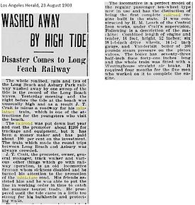 Gelgit dalgasıyla yıkandı - Afet Long Beach Demiryoluna Geliyor. Los Angeles Herald, 23 Ağustos 1903.jpg