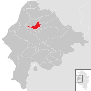 Lage der Gemeinde Weiler (Vorarlberg) im Bezirk Feldkirch (anklickbare Karte)