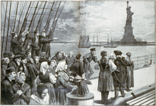 The Statue of Liberty (formally Liberty Enlightening the World), a famous landmark of New York City and United States, greets the newly arrived immigrants, located near Ellis Island where millions of immigrants first touched U.S. soil. Welcome to the land of freedom.png