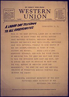 Western Union Un telegramma del Labor Day a tutti i Goodyearites