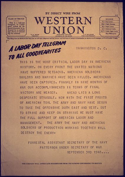 File:Western Union A Labor Day Telegram To All Goodyearites - NARA - 533875.jpg