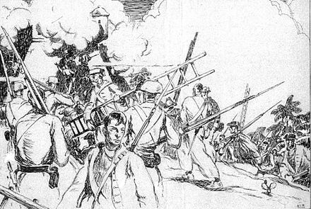 Gooch's American Marines in the attack on Fort San Lazaro at Cartagena in 1741