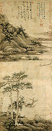 Vissende kluizenaar op het Dongtingmeer (14e eeuw) door Wu Zhen