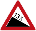 Zeichen 108-13Gefälle 13 %;bisher Zeichen 108-59