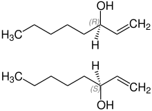 The two enantiomers of 1-octen-3-ol (RS)-1-Octen-3-ol FormulaV1.svg