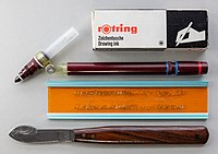 Rank: 20 Technical pen, lettering guide and erasing knife