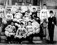 The first official Maryland Agricultural College football team in 1892 1892 Maryland Agricultural football team.jpg