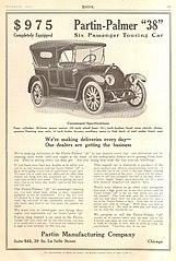 1913 Partin-Palmer Model 38 advertisement in Motor Magazine