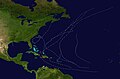 This map shows the tracks of all tropical cyclones in the 1963 Atlantic hurricane season. Public domainPublic domainfalsefalse This work has been released into the public domain by its author, Nilfanion. This applies worldwide. In some countries this may not be legally possible; if so: Nilfanion grants anyone the right to use this work for any purpose, without any conditions, unless such conditions are required by law.