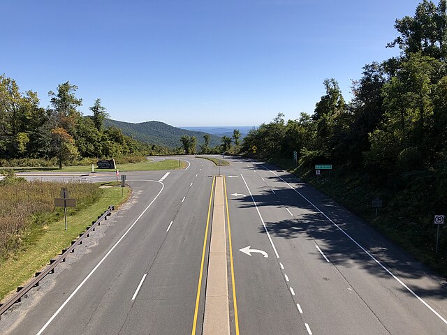 U.S. Route 211 as it enters Rappahannock County over the Blue Ridge Mountains.