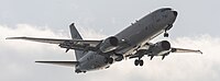 A Boeing P-8 Poseidon, tail number 168761, on final approach at Kadena Air Base in Okinawa, Japan. It is assigned to Patrol Squadron 45 (VP-45) at NAS Jacksonville, Florida, United States.